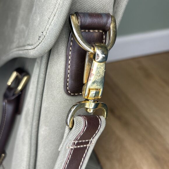 DVF Diane Von Furstenberg Green Canvas Suede 18" Business Case w/Removable Strap - Picture 15 of 16